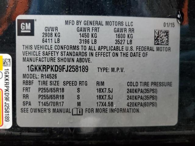 1GKKRPKD9FJ258189 | 2015 GMC ACADIA SLE