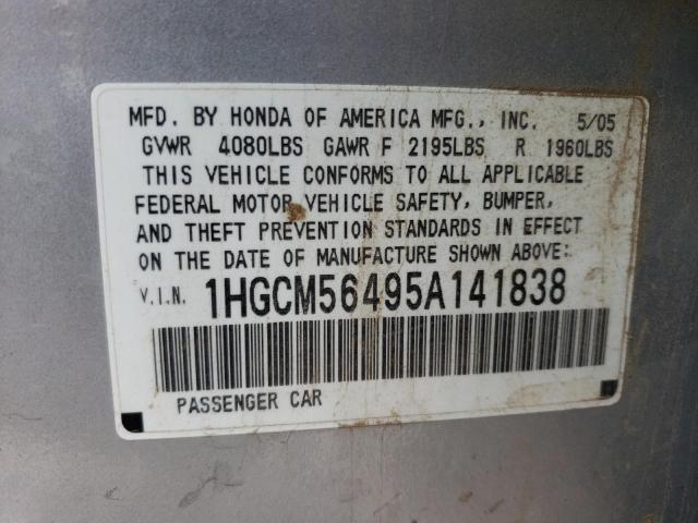 1HGCM56495A141838 | 2005 Honda accord lx