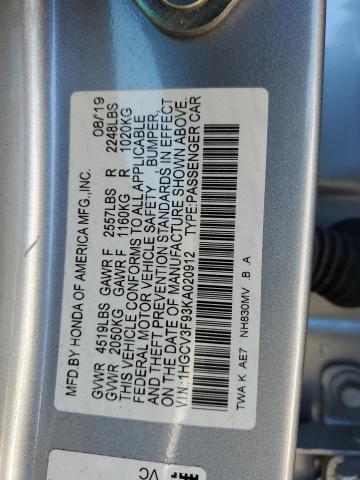 1HGCV3F93KA020912 | 2019 HONDA ACCORD TOU