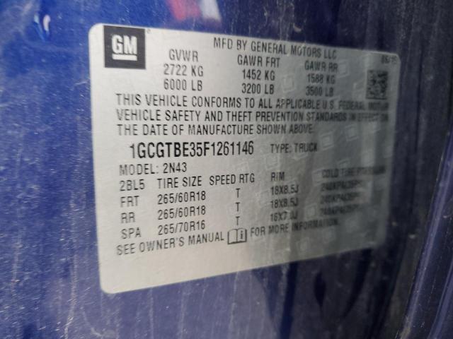 1GCGTBE35F1261146 | 2015 CHEVROLET COLORADO L