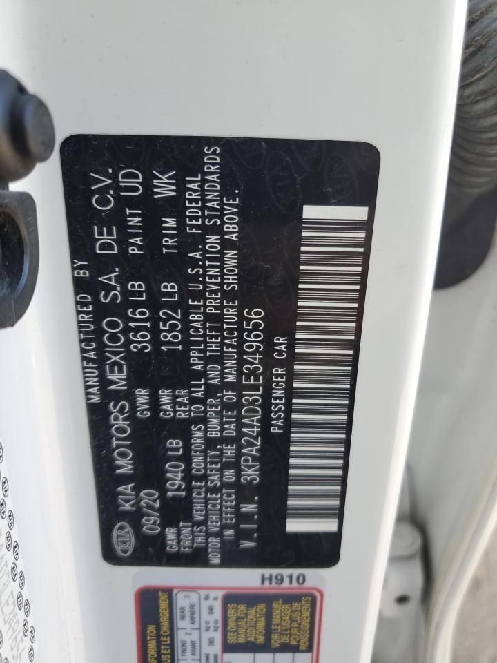 3kpa24ad3le349656 3KPA24AD3LE349656 2020 Kia Rio Lx