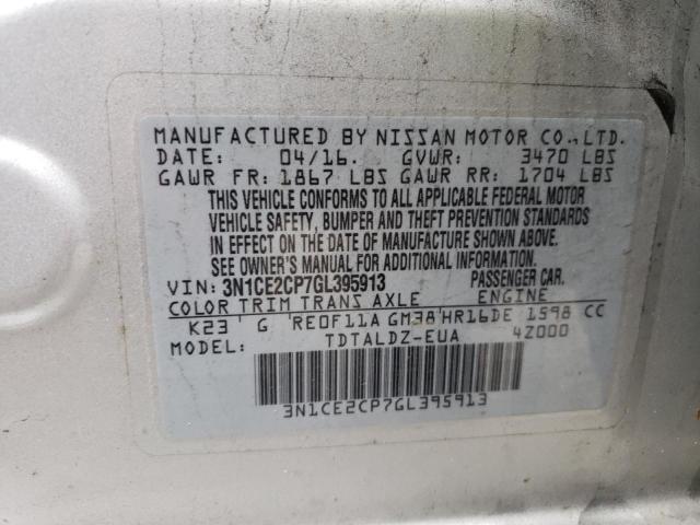 3N1CE2CP7GL395913 | 2016 NISSAN VERSA NOTE