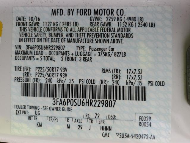 3FA6P0SU6HR229807 | 2017 FORD FUSION TIT