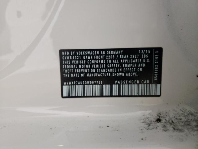 2016 VOLKSWAGEN E-GOLF SE - WVWKP7AU3GW907766
