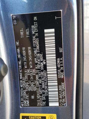 5TDKZRFH4JS258827 | 2018 TOYOTA HIGHLANDER