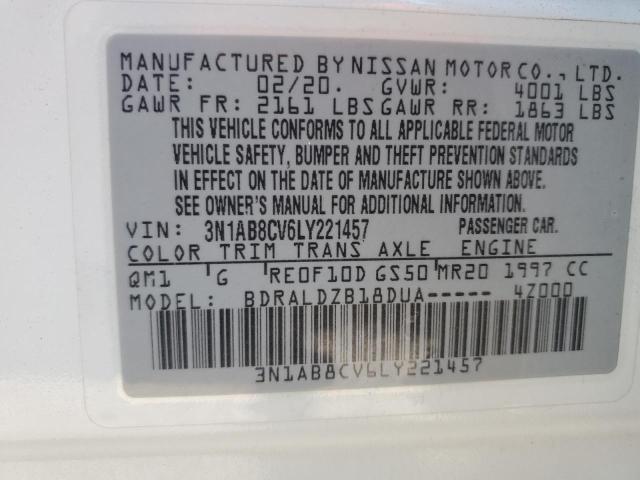 3N1AB8CV6LY221457 | 2020 Nissan sentra sv