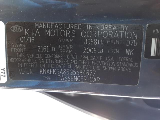 KNAFK5A86G5584677 | 2016 KIA FORTE LX