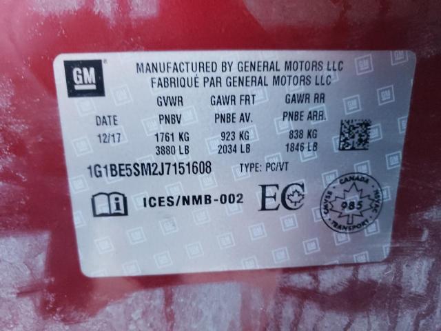 2018 CHEVROLET CRUZE LT - 1G1BE5SM2J7151608