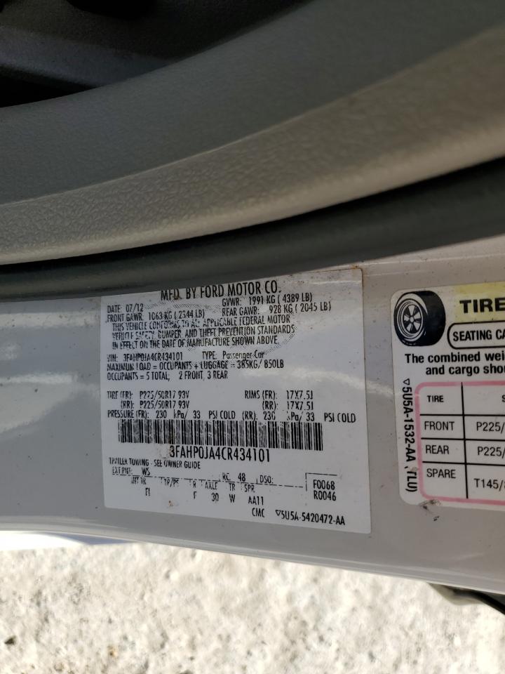 3FAHP0JA4CR434101 2012 Ford Fusion Sel