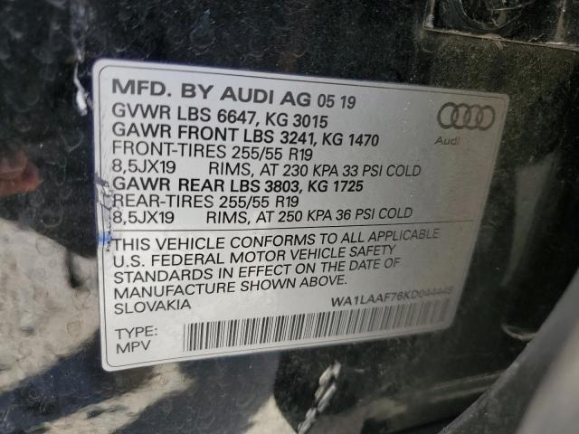 WA1LAAF76KD044448 2019 AUDI Q7, photo no. 13