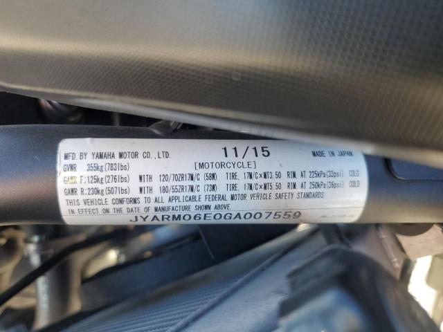 2016 YAMAHA FZ07 JYARM06E0GA007559