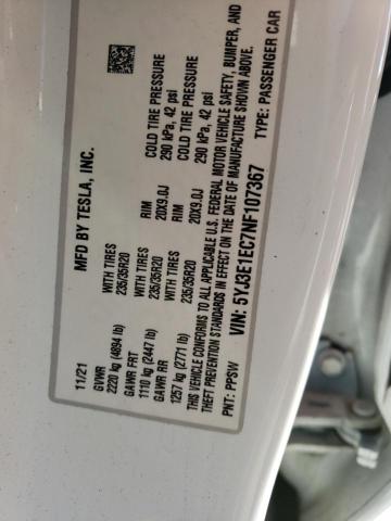 2022 TESLA MODEL 3 - 5YJ3E1EC7NF107367