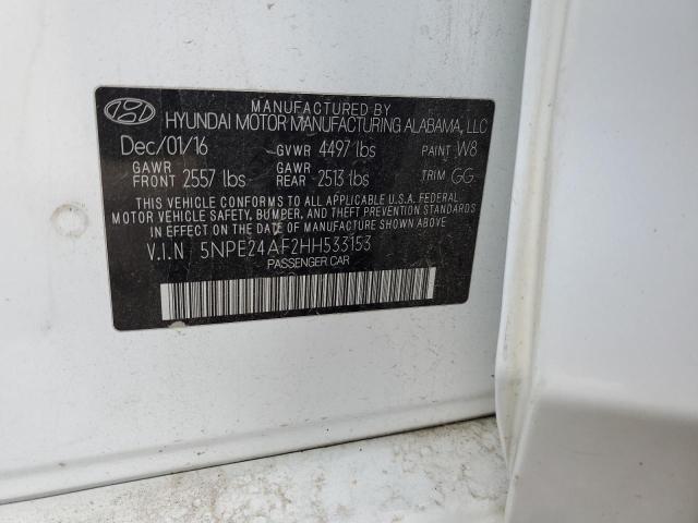 Lot #2264837486 2017 HYUNDAI SONATA SE salvage car