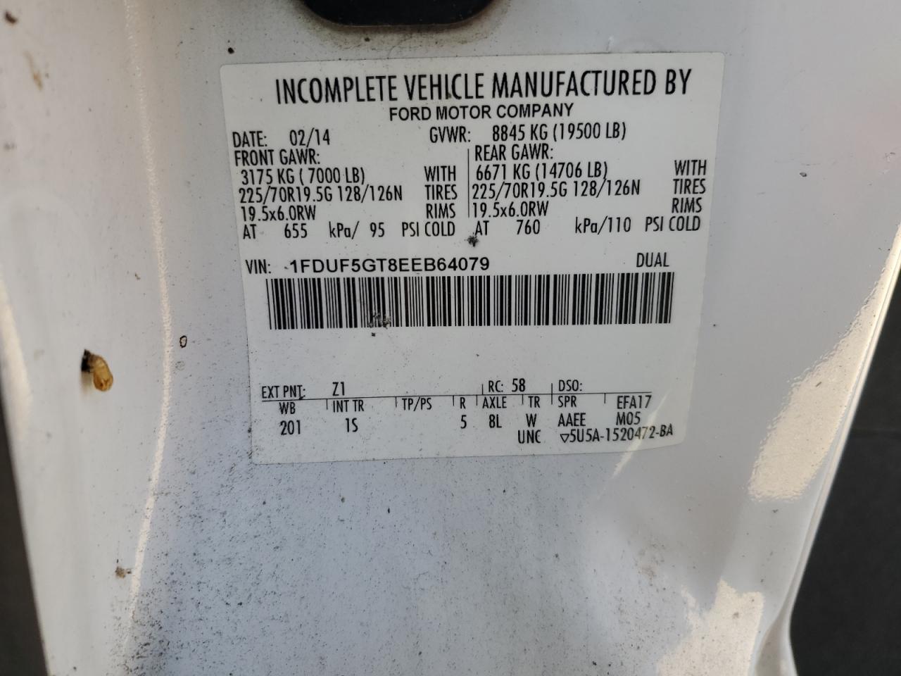 1FDUF5GT8EEB64079 2014 Ford F550 Super Duty