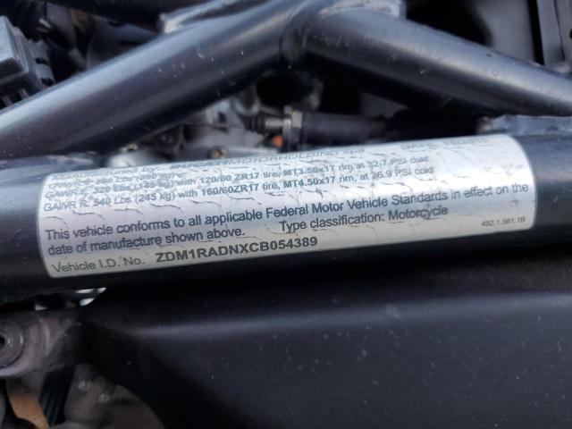 2012 DUCATI MONSTER 69 ZDM1RADNXCB054389