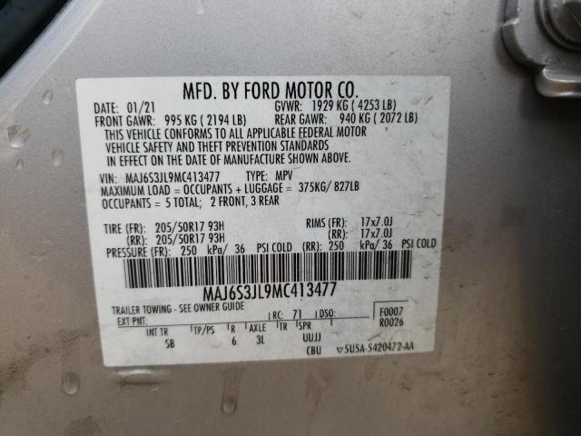 MAJ6S3JL9MC413477 | 2021 Ford ecosport ses