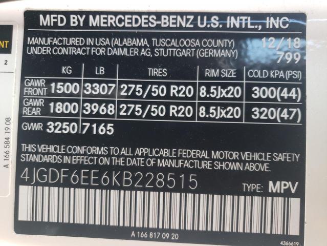 4JGDF6EE6KB228515 | 2019 MERCEDES-BENZ GLS 450 4M