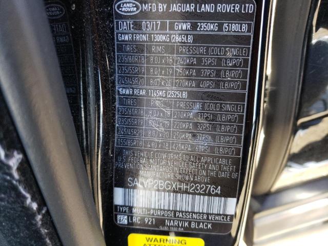 SALVP2BGXHH232764 | 2017 LAND ROVER RANGE ROVE