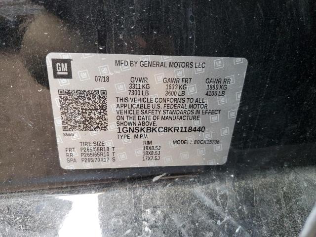 1GNSKBKC8KR118440 | 2019 CHEVROLET TAHOE K150