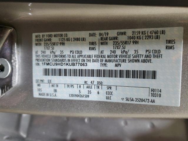 1FMCU9HD1KUB77063 2019 FORD ESCAPE, photo no. 14