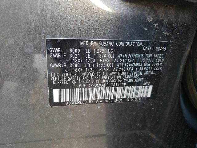 4S4WMAAD9L3415239 | 2020 SUBARU ASCENT