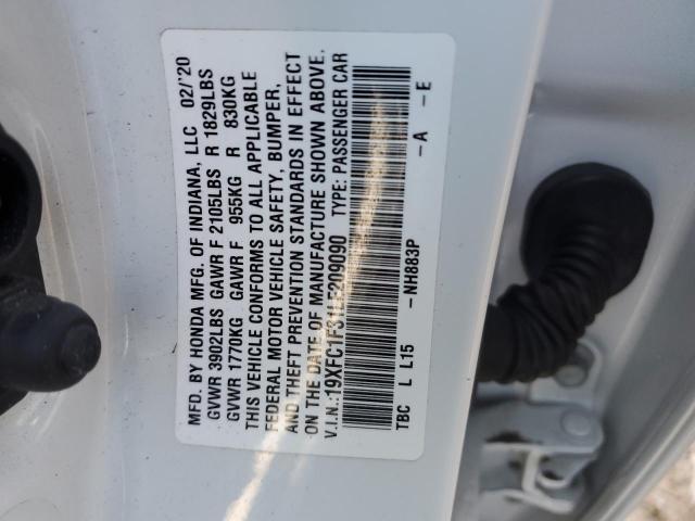 19XFC1F31LE209090 | 2020 HONDA CIVIC EX