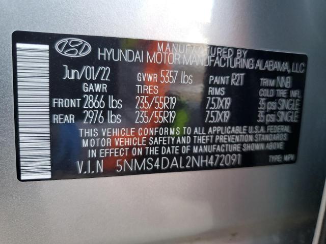 2022 Hyundai Santa Fe Limited VIN: 5NMS4DAL2NH472091 Lot: 79072263