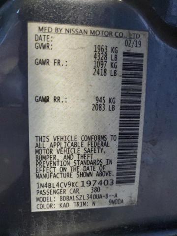2019 NISSAN ALTIMA SR - 1N4BL4CV9KC197403