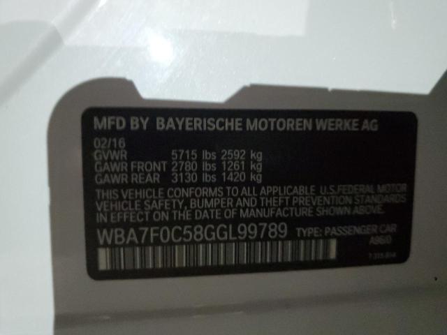 VIN WBA7F0C58GGL99789 2016 BMW 7 Series, 750 I no.12