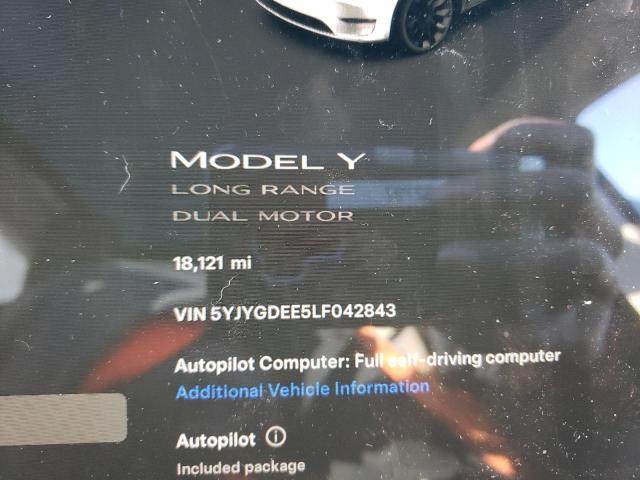 5YJYGDEE5LF042843 | 2020 TESLA MODEL Y