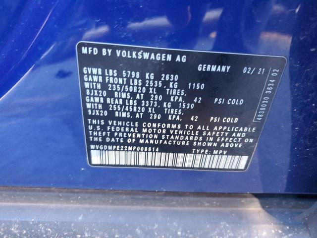 WVGDMPE22MP008814 | 2021 VOLKSWAGEN ID.4 FIRST