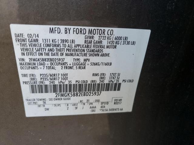 2FMGK5B82EBD25937 | 2014 FORD FLEX SE