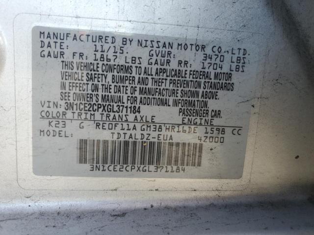 3N1CE2CPXGL371184 | 2016 NISSAN VERSA NOTE