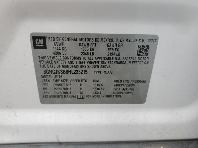 3GNCJKSB8HL233215 | 2017 CHEVROLET TRAX LS