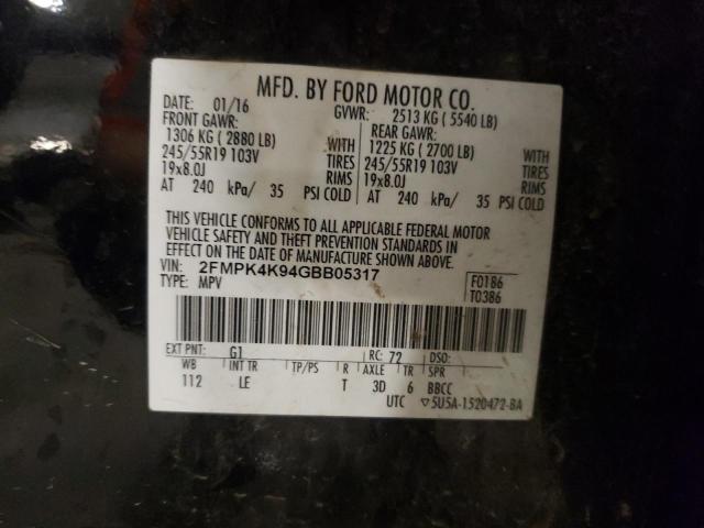 2FMPK4K94GBB05317 2016 FORD EDGE, photo no. 12