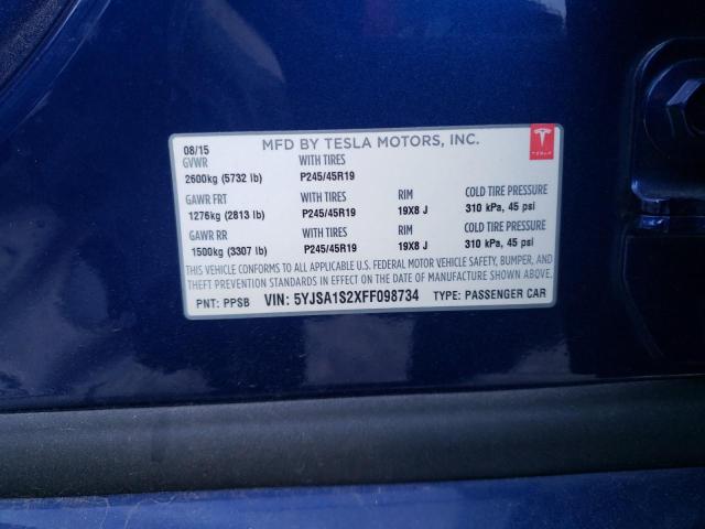 2015 TESLA MODEL S 70 - 5YJSA1S2XFF098734