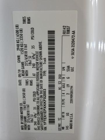 2019 FORD F150 SUPER - 1FTEX1EPXKKF02003