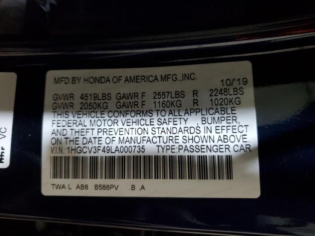 1HGCV3F49LA000735 | 2020 HONDA ACCORD HYB