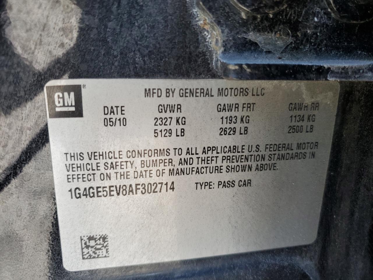 1G4GE5EV8AF302714 2010 Buick Lacrosse Cxs