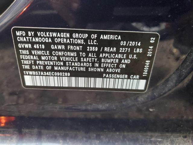 1VWBS7A34EC090289 | 2014 VOLKSWAGEN PASSAT SE