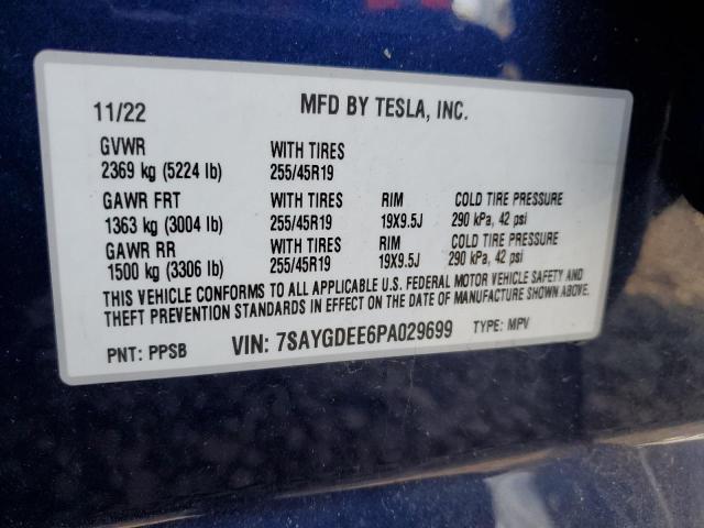 7SAYGDEE6PA029699 | 2023 TESLA MODEL Y