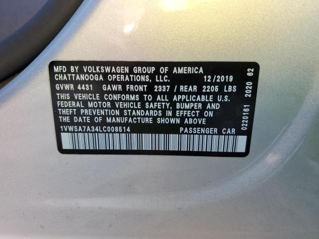 2020 VOLKSWAGEN PASSAT SE - 1VWSA7A34LC008514