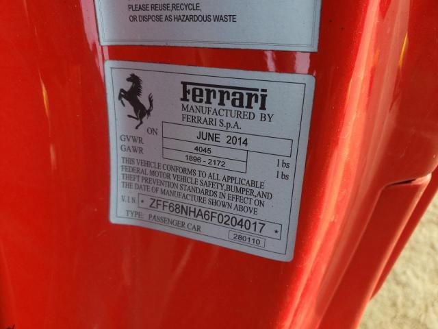 2015 Ferrari 458 Spider VIN: ZFF68NHA6F0204017 Lot: 80083093