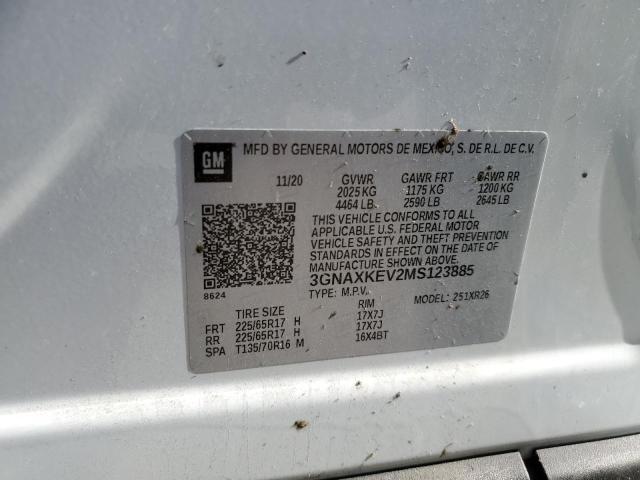 3GNAXKEV2MS123885 | 2021 CHEVROLET EQUINOX LT