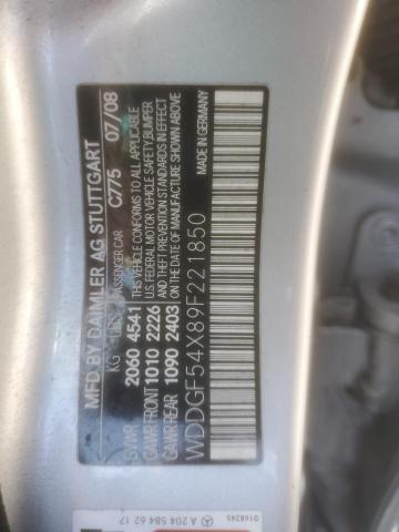 2009 Mercedes-Benz C 300 VIN: WDDGF54X89F221850 Lot: 80062663