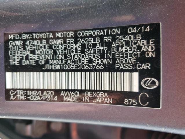 JTHBW1GG5E2063766 | 2014 Lexus es 300h