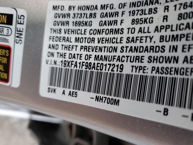 2010 Honda Civic Exl VIN: 19XFA1F98AE017219 Lot: 80407243