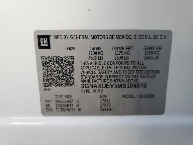 3GNAXUEV5MS104078 | 2021 CHEVROLET EQUINOX LT