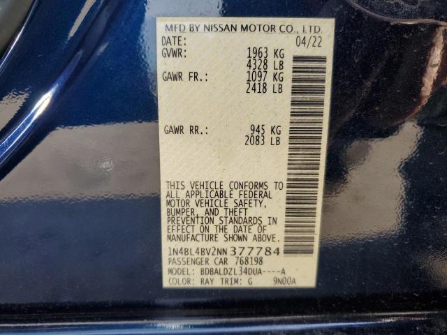 1N4BL4BV2NN377784 | 2022 NISSAN ALTIMA S