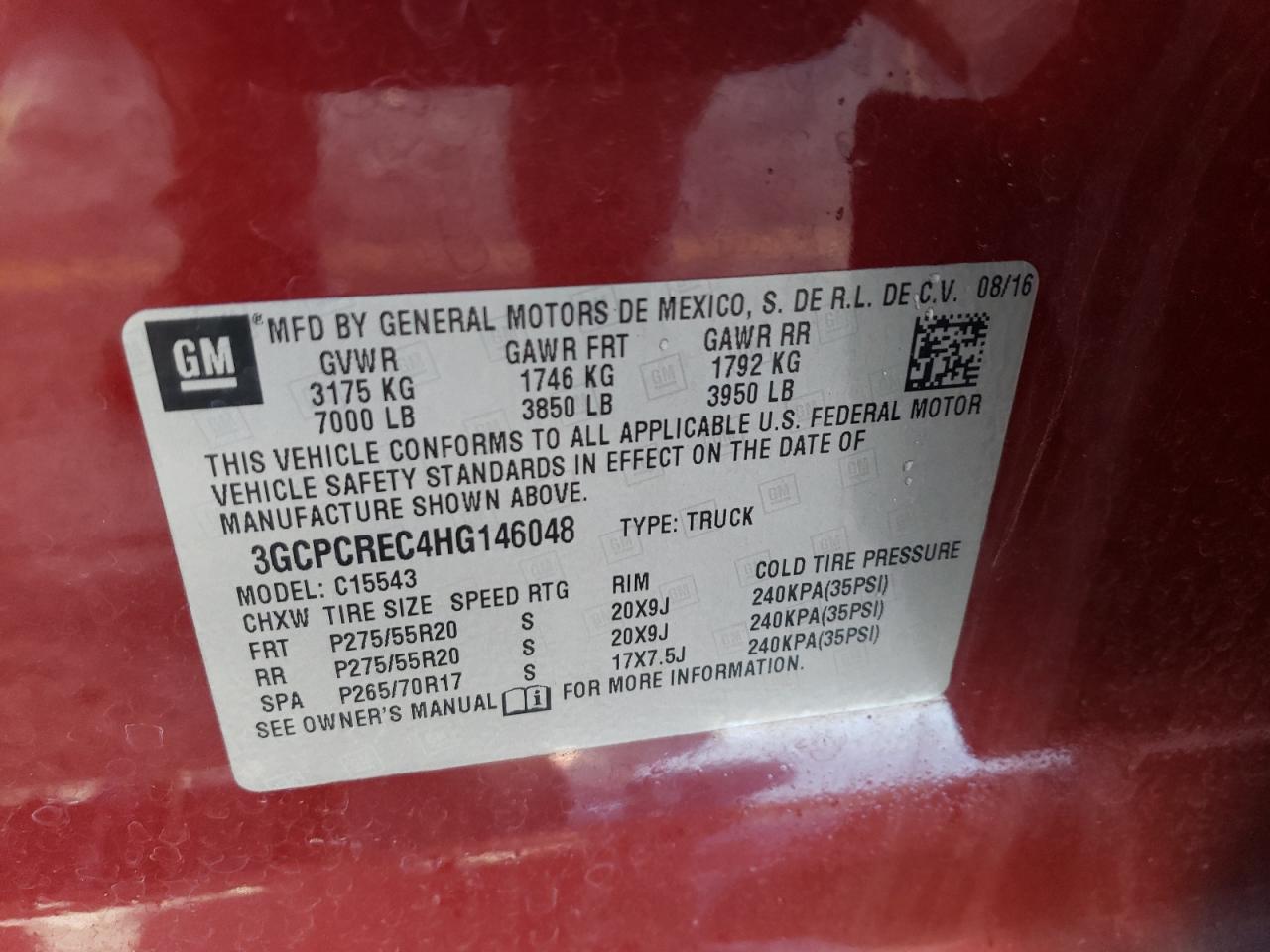 2017 Chevrolet Silverado C1500 Lt vin: 3GCPCREC4HG146048